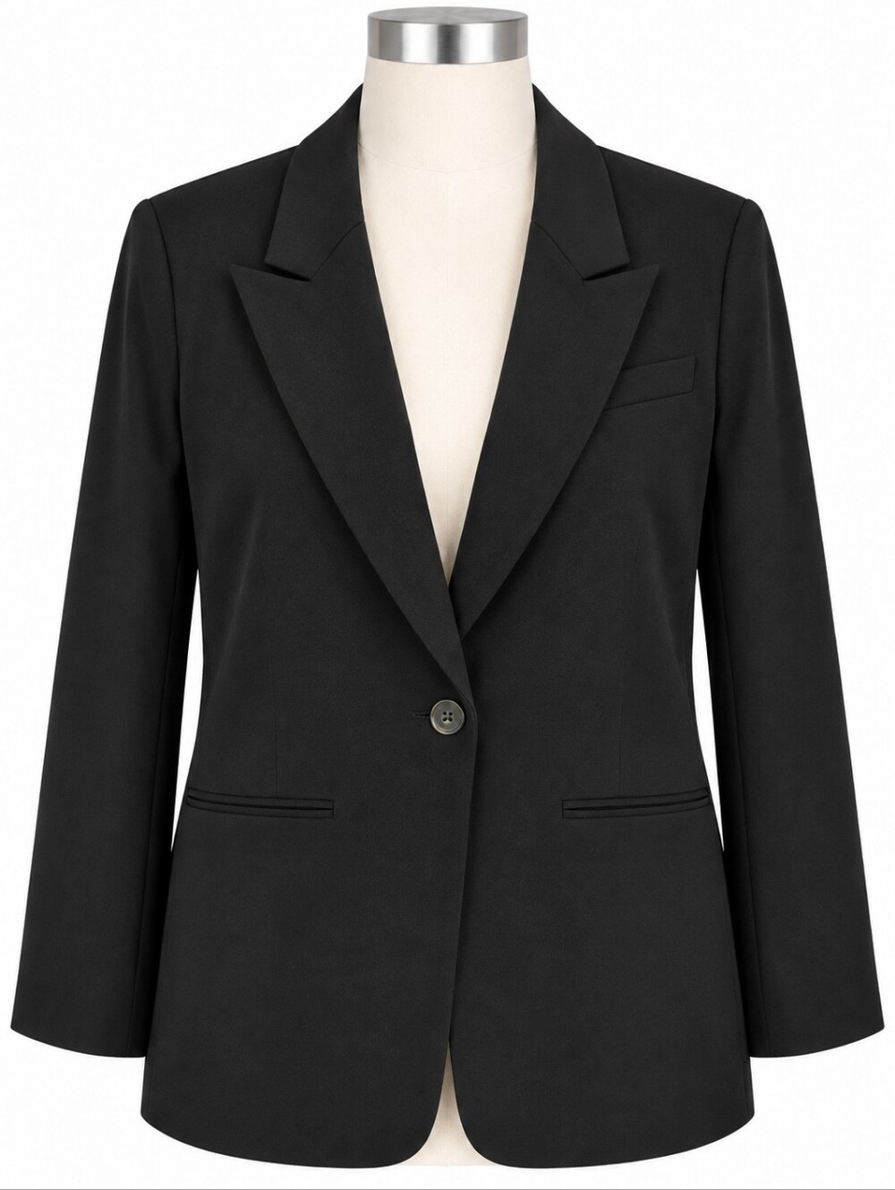 Worthington Women's Black Blazer Jacket Sz L One Button Career Business Work